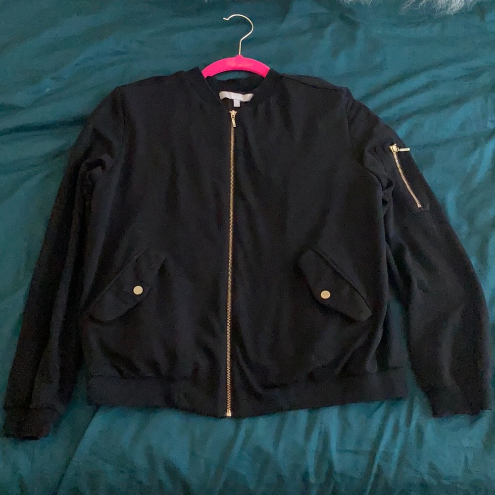 Black casual blazer with gold detail